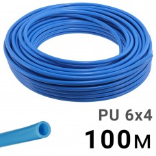 Трубка полиуретановая синяя PI TOOLS PU6-4-100, бухта 100 м, прямая до 8 бар, Арт. 4607