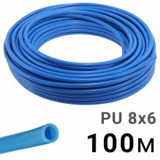 Трубка полиуретановая синяя PI TOOLS PU8-6-100, бухта 100 м, прямая до 8 бар, Арт. 4614