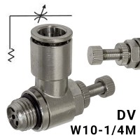 Пневмодроссель DV_w10-1/4m — регулировка под винт, без обратного клапана, Арт. 8995