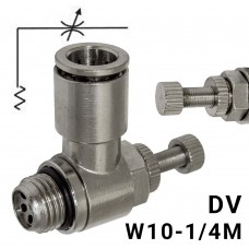 Пневмодроссель DV_w10-1/4m — регулировка под винт, без обратного клапана, Арт. 8995