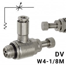 Пневмодроссель DV_w4-1/8m — регулировка под винт, без обратного клапана, Арт. 9008