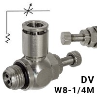 Пневмодроссель DV_w8-1/4m — регулировка под винт, без обратного клапана, Арт. 8988
