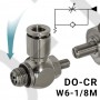 Пневмодроссель с обратным клапаном DO-CR_w6-1/8m под отвертку — с потоком воздуха от цанги к резьбе