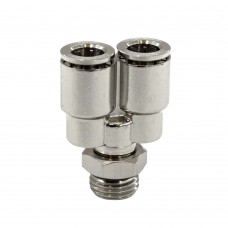 Пневмофитинг цанговый Y-образный Cn-Y1/4M-8 PI TOOLS, 1/4" наружная резьба – 8 мм, поворотный, Арт. 4751