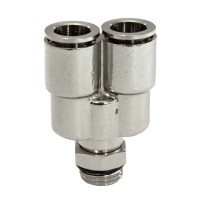 Пневмофитинг цанговый Y-образный Cn-Y1/4M-10 PI TOOLS, 1/4" наружная резьба – 10 мм, поворотный, Арт. 4768