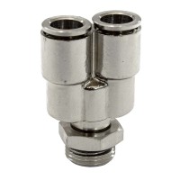 Пневмофитинг цанговый Y-образный Cn-Y3/8M-10 PI TOOLS, 3/8" наружная резьба – 10 мм, поворотный, Арт. 4805