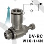 Пневмодроссель с обратным клапаном DV-RC_w10-1/4m под винт — с потоком воздуха от резьбы к цанге