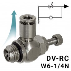 Пневмодроссель с обратным клапаном DV-RC_w6-1/4m для пневмоцилиндра, Арт. 9299