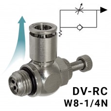 Пневмодроссель с обратным клапаном DV-RC_w8-1/4m для пневмоцилиндра, Арт. 9305
