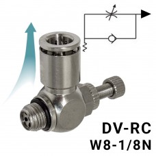 Пневмодроссель с обратным клапаном DV-RC_w8-1/8m для пневмоцилиндра, Арт. 9343